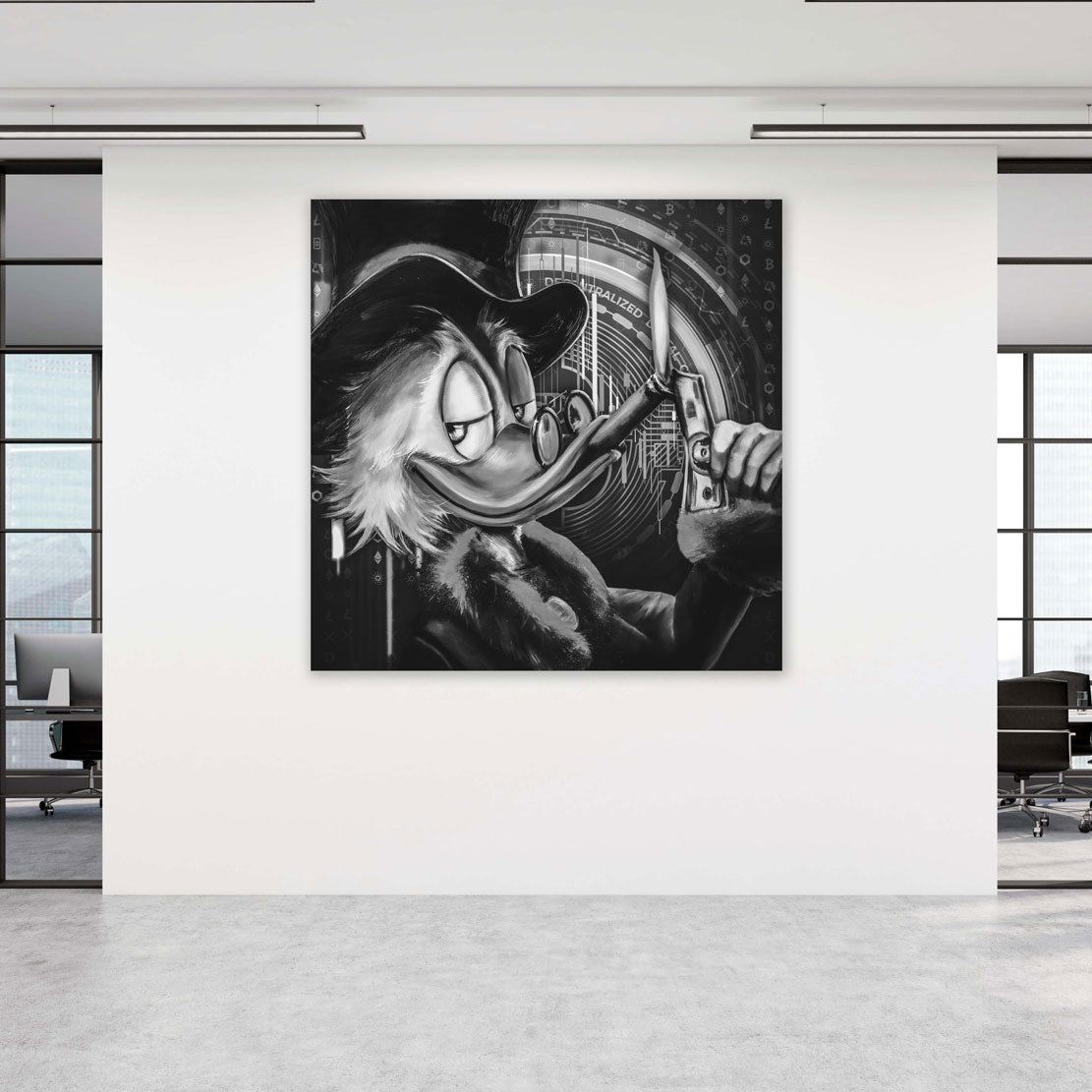 Bilddruck auf Leinwand Uncle Paeprone Pop Art Bitcoin LV Gold Style, Comic Comics