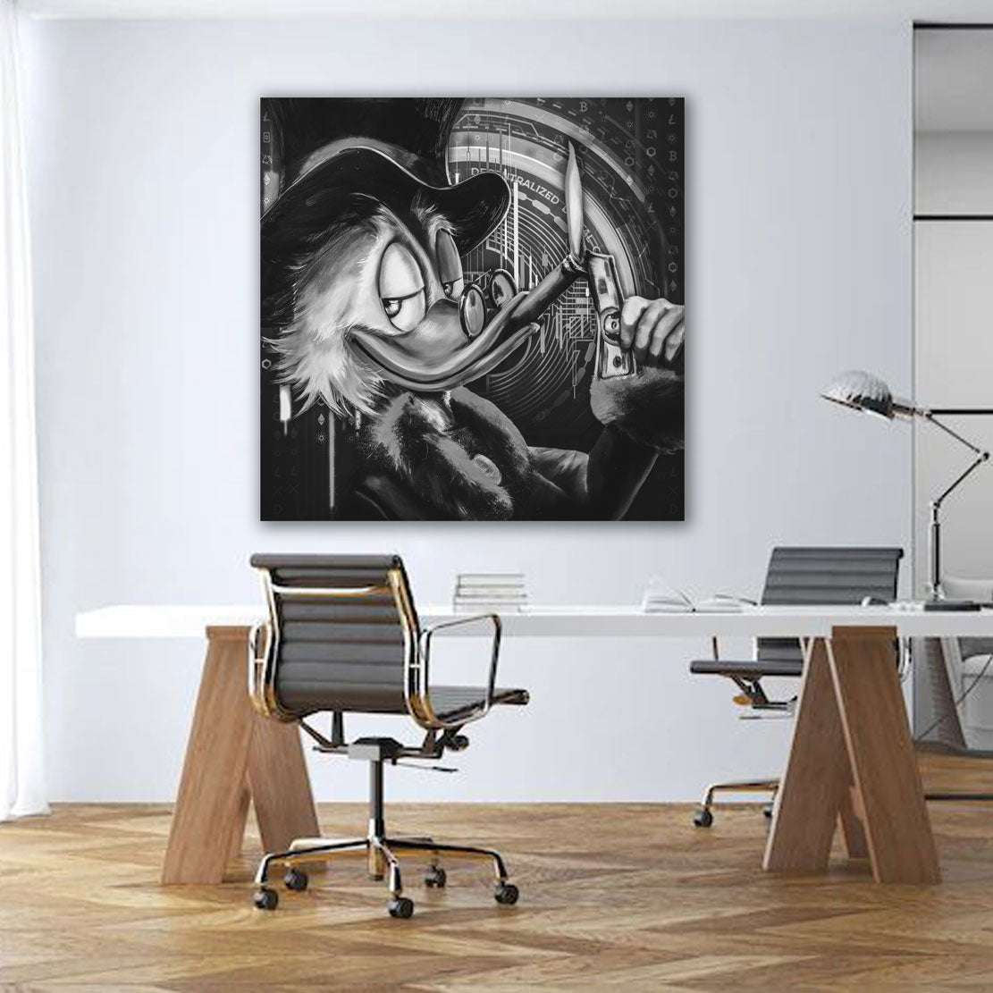 Bilddruck auf Leinwand Uncle Paeprone Pop Art Bitcoin LV Gold Style, Comic Comics